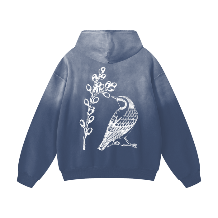 Oversized Priroda Bird & flower Hoodie