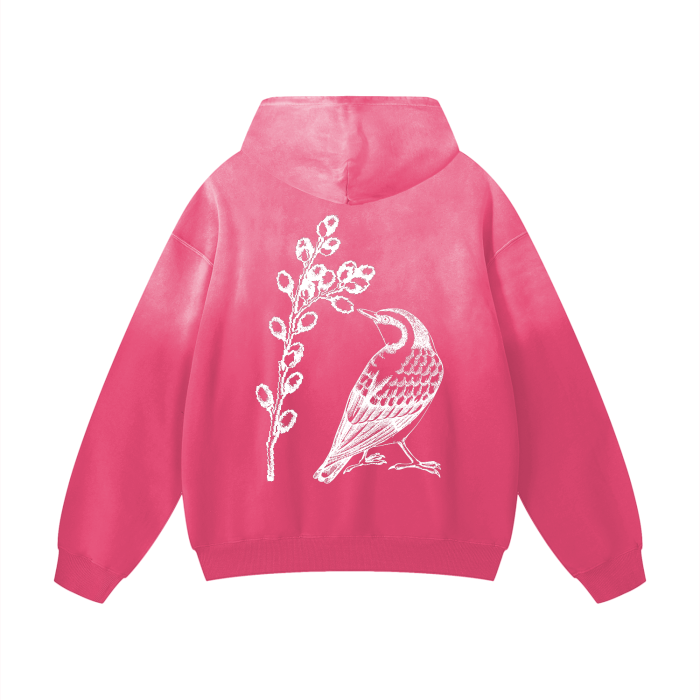 Oversized Priroda Bird & flower Hoodie